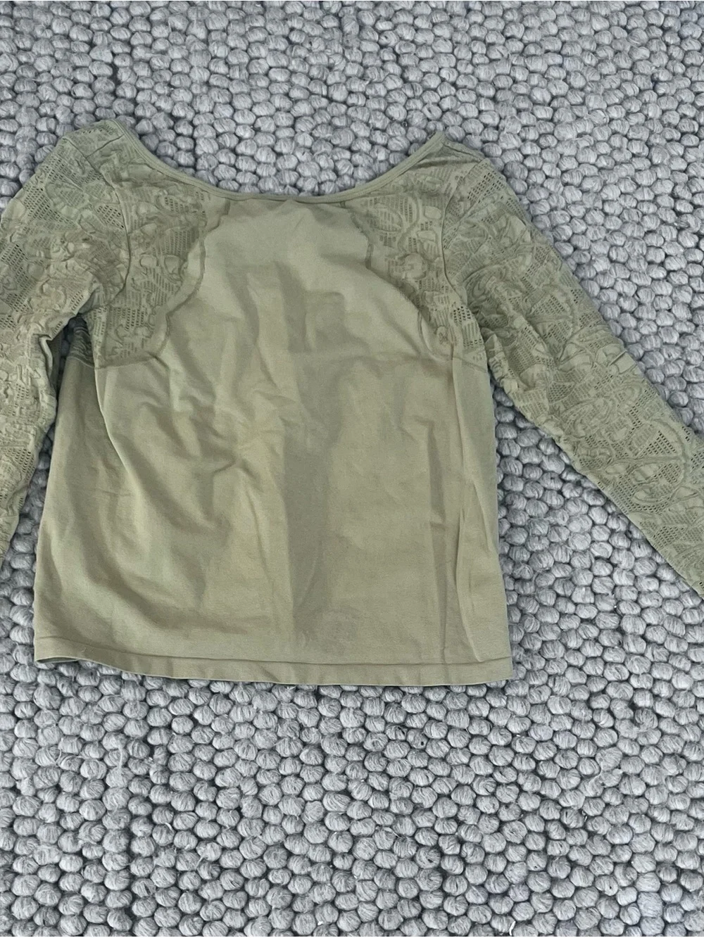 Anthropologie Olive Green Lace-Sleeve Women’s Top